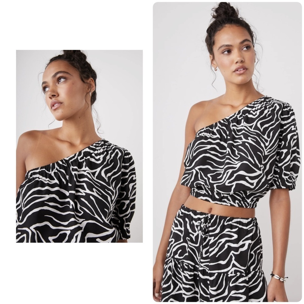 New! Rails Evy Black & White Printed Contour Lines Crop Top 🖤 XS NWT!